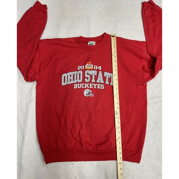 Vtg Y2K Ohio State Buckeyes 2004 Tostitos Fiesta Bowl Red Sweatshirt Size Large - Picture 8 of 10